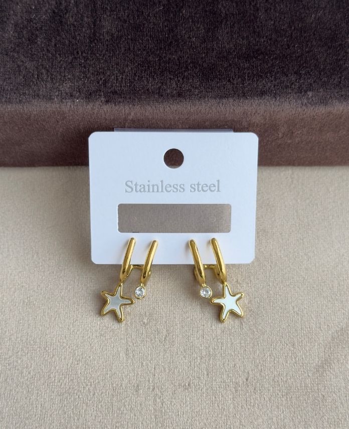 Çelik Yıldız Sedef Küpe