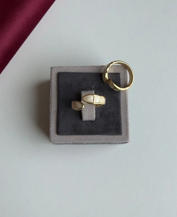 Çelik Ayarlamalı Yılan Sedef Yüzük