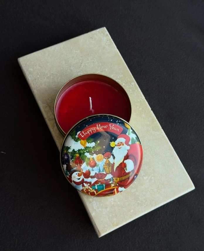 Aksesuar Yuvarlak Yılbaşı Çap 8Cm Kokulu Mum