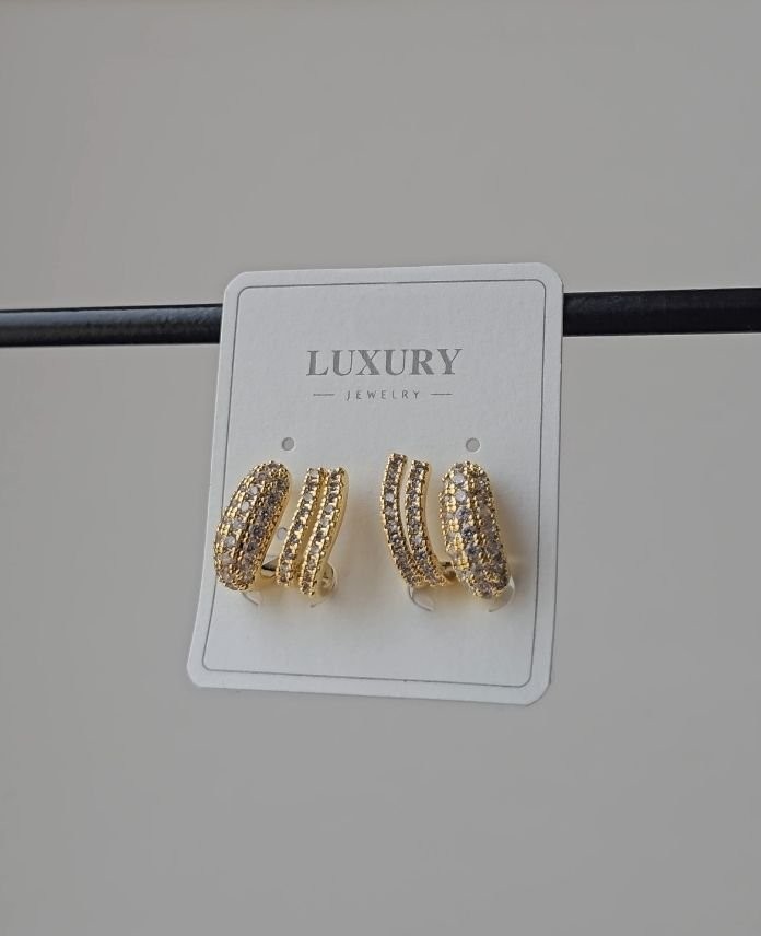 Luxury 2 Sıra Taşlı Küpe