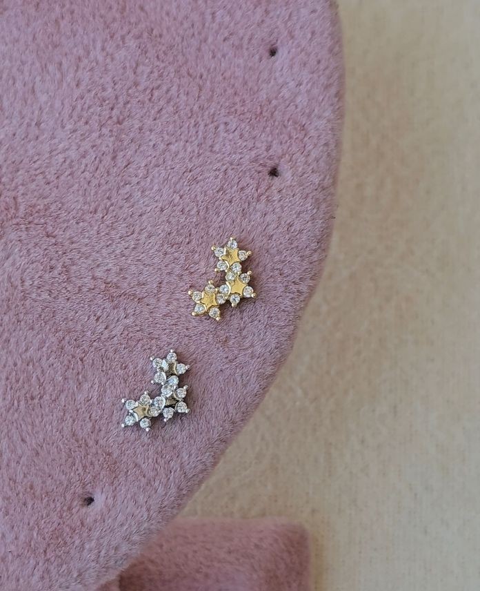 Çelik Yıldız Taşlı (Arkası Düz) Piercing