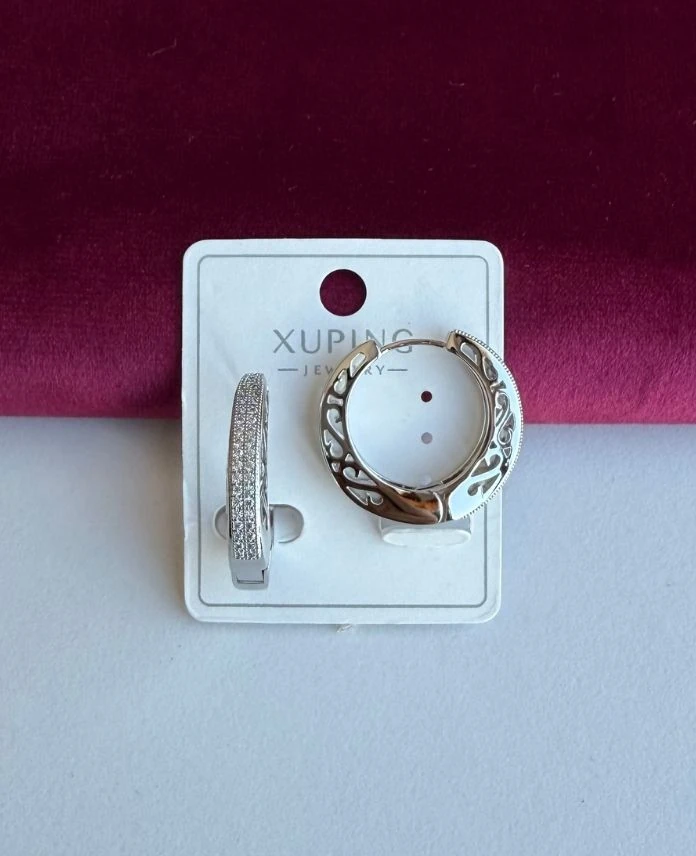 Xuping Halka Taşlı Silver Küpe