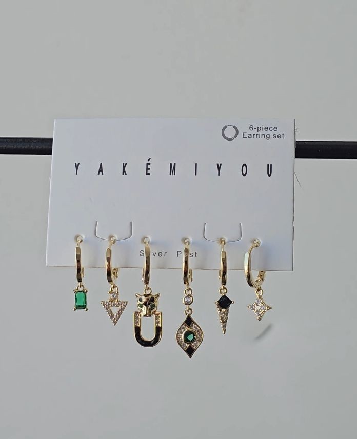 Pirinç 6 Lı Kaplan Set Küpe