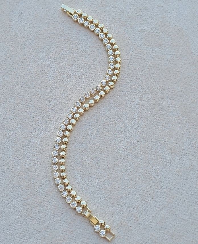 Xuping Yuvarlak Taşlı Gold Bileklik