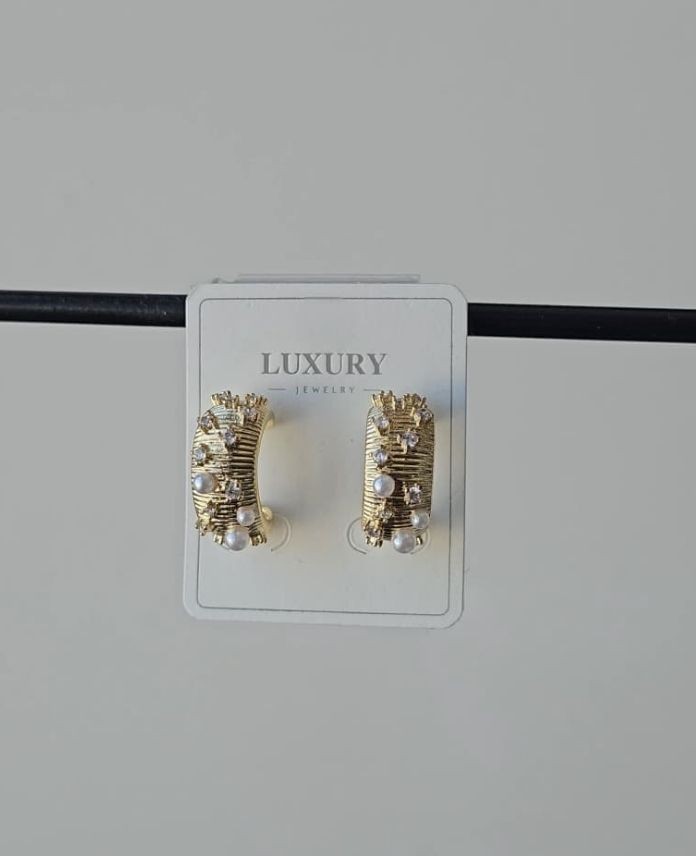 Luxury Halka Taşlı Küpe