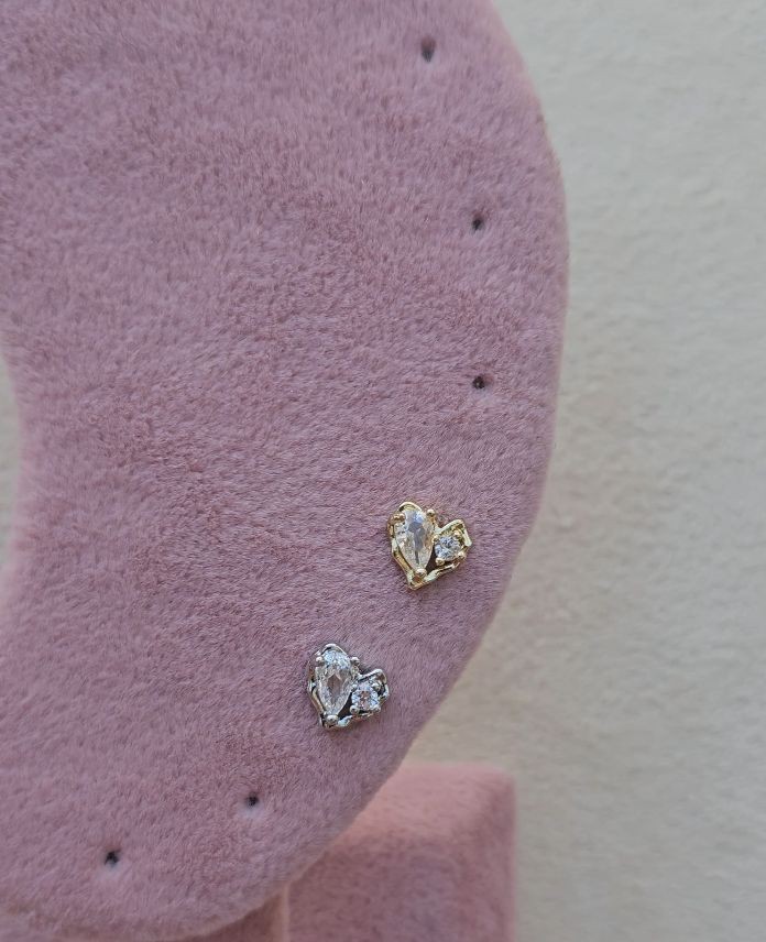 Çelik Kalp Taşlı (Arkası Düz) Piercing