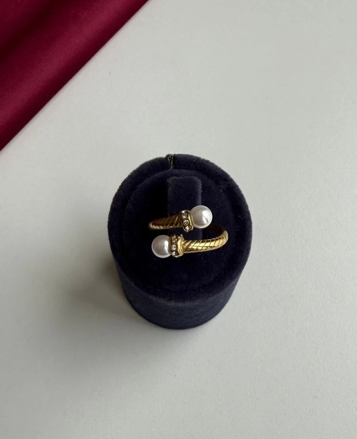 Çelik Ayarlamalı İncili Taşlı Yüzük