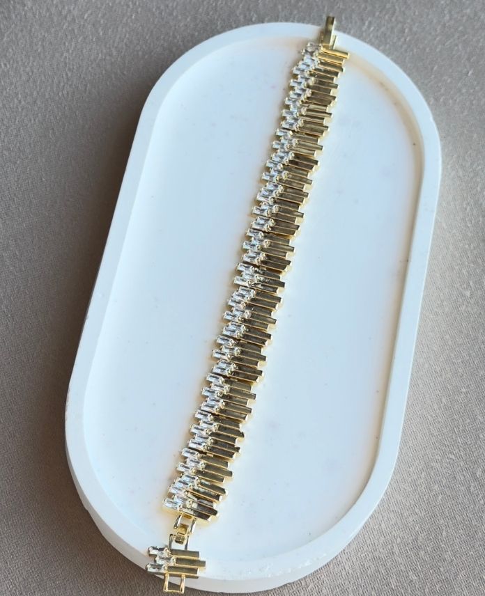 Cm Şerit Taşlı 14K Bileklik