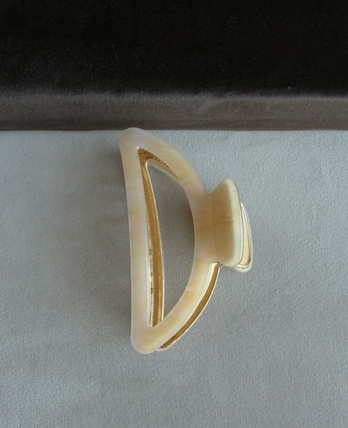 Aksesuar Kemik Elips Krem Küpe