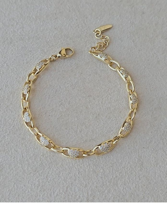 Xuping Kalp Taşlı Gold Bileklik