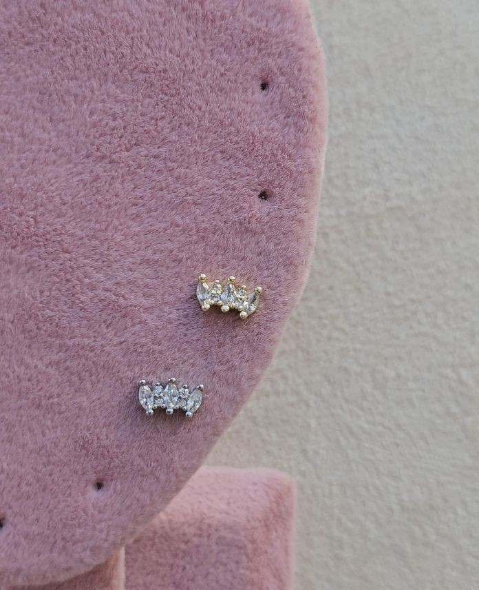 Çelik 3 Damla Taşlı (Arkası Düz) Piercing