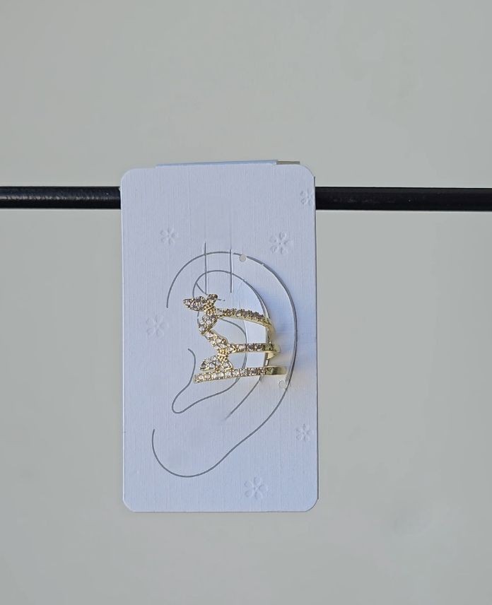 Pirinç Kelebek Taşlı Earcuff