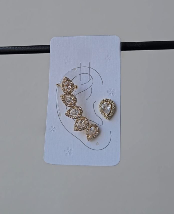 Pirinç Damla Taşlı Earcuff