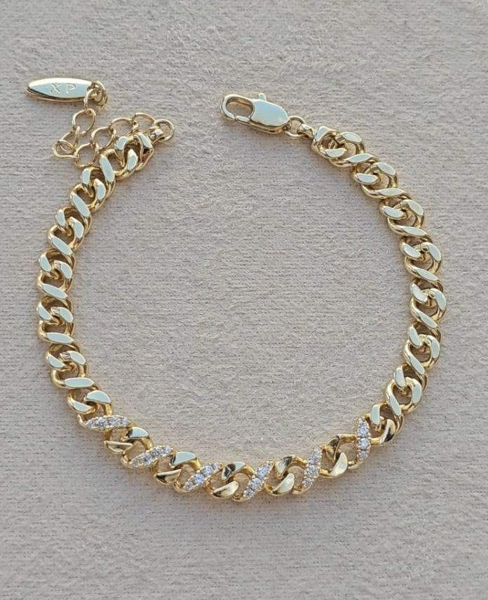 Xuping Zincir Taşlı Gold Bileklik