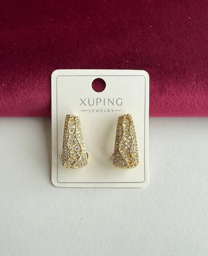 Xuping Elips Yuvarlak Taşlı 14K Küpe