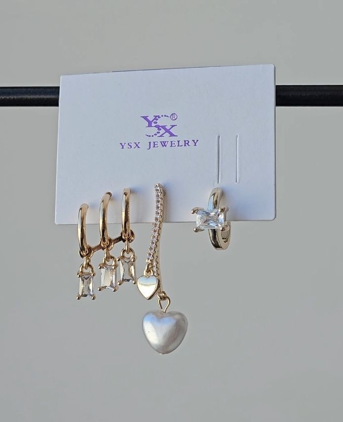 Ysx 3 Lü Kalp Sedef Küpe