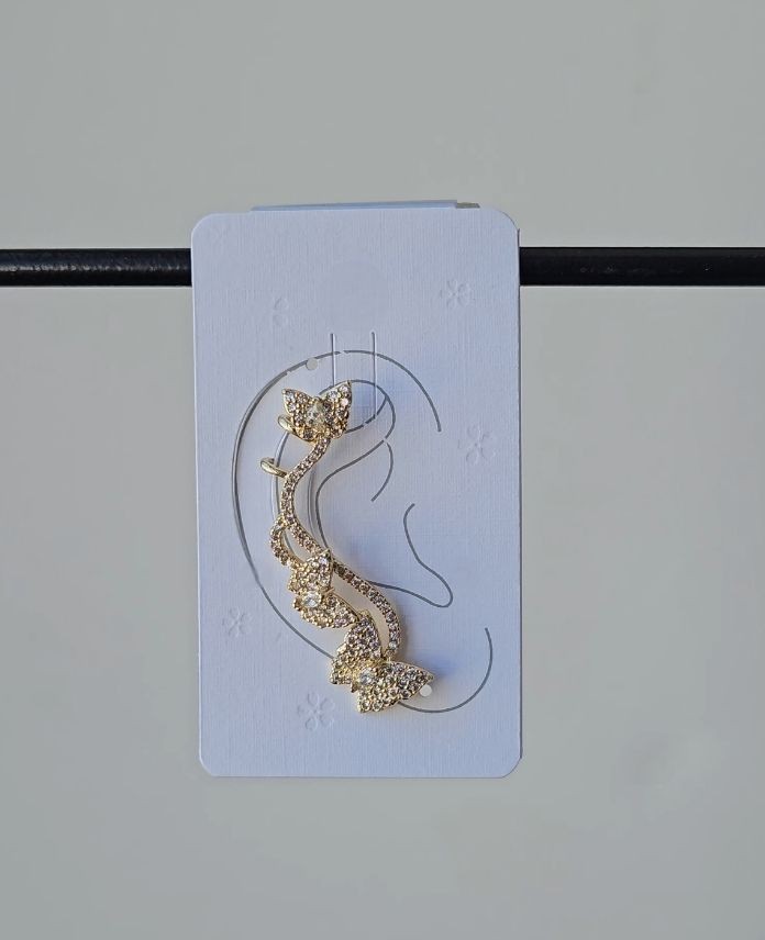 Pirinç Kelebek Taşlı Earcuff