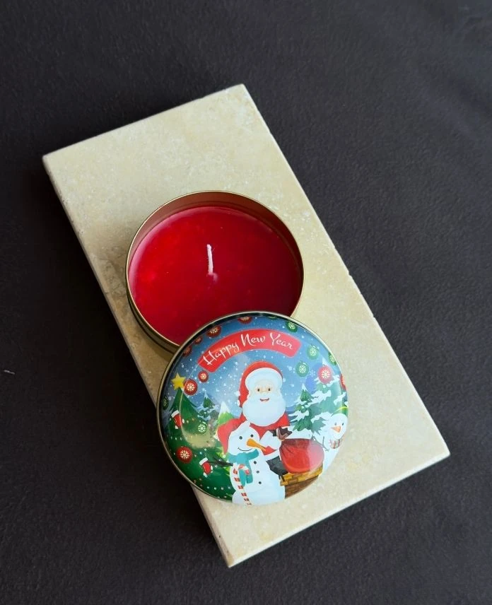 Aksesuar Yuvarlak Yılbaşı Çap 8Cm Kokulu Mum