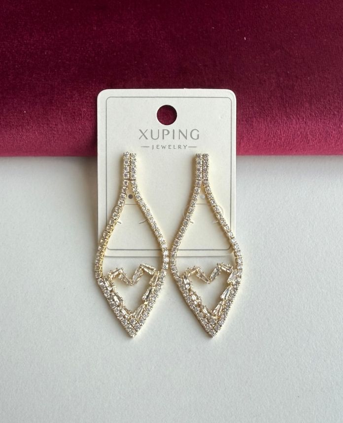 Xuping Elips Kalp Taşlı 14K Küpe