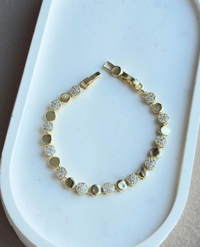 Cm Yuvarlak Taşlı 14K Bileklik