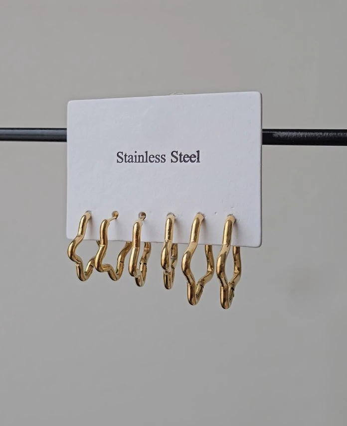 (12 Lİ PAKET İNDİRİMLİ) Çelik 6 Lı Yıldız Küpe