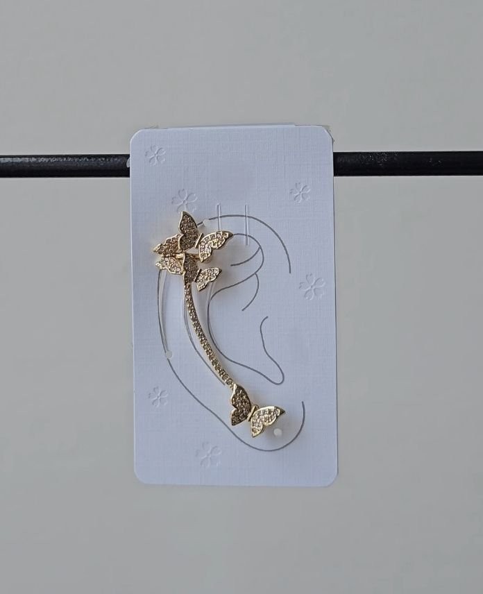Pirinç Kelebek Taşlı Earcuff