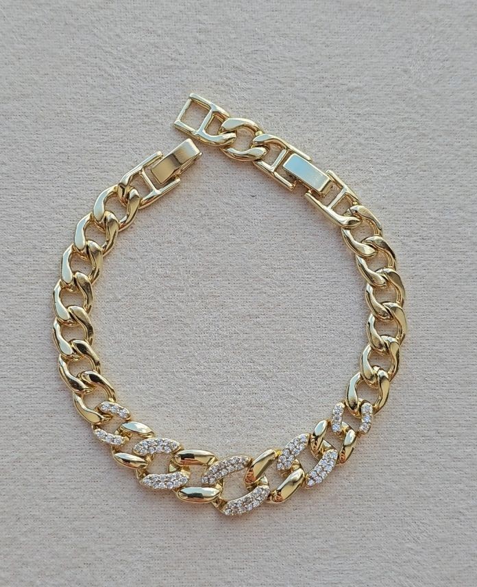 Xuping Zincir Taşlı Gold Bileklik