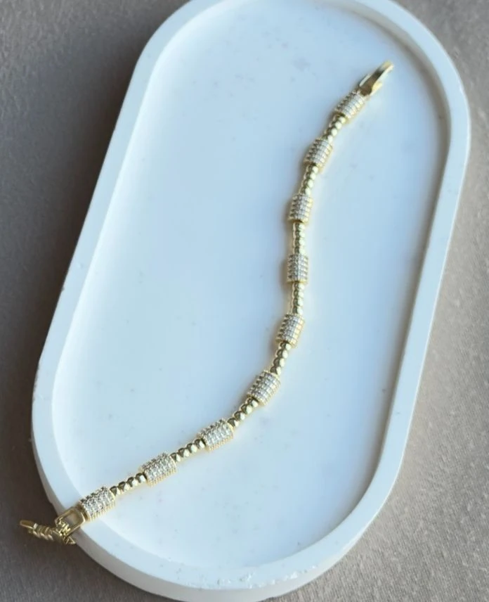 Cm Dikdörtgen Taşlı 14K Bileklik