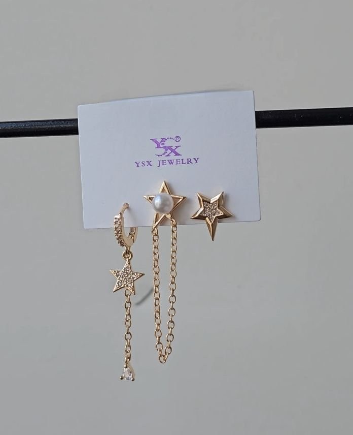 Ysx 3 Lü Yıldız İnci Küpe