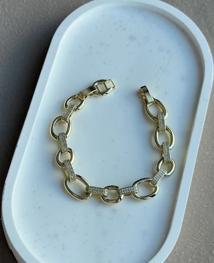 Cm Elips Taşlı 14K Bileklik