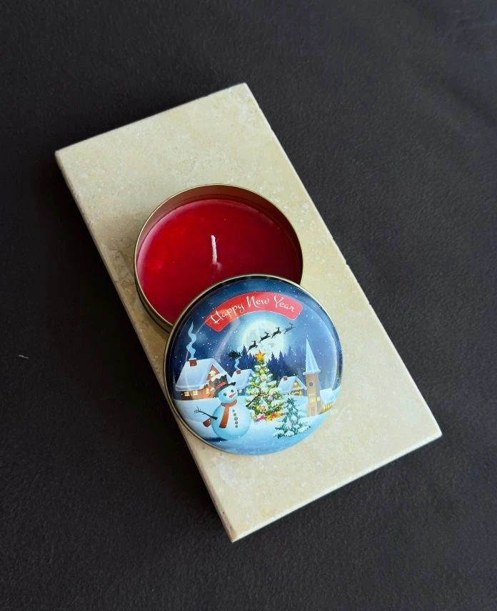 Aksesuar Yuvarlak Yılbaşı Çap 8Cm Kokulu Mum