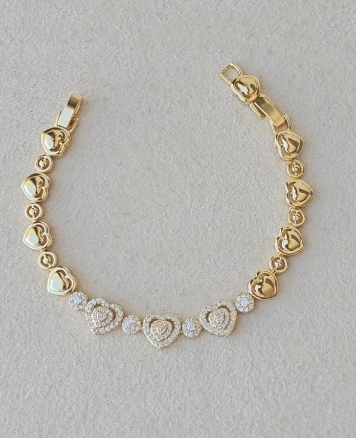 Xuping Kalp Taşlı Gold Bileklik