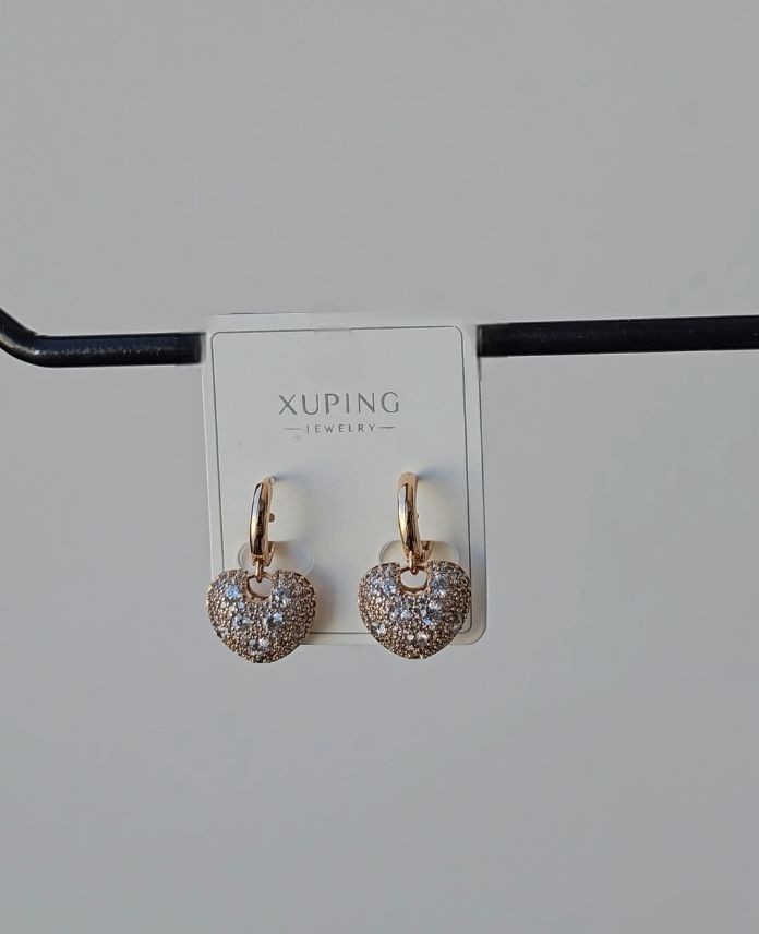 Xuping Kalp Taşlı Rose Küpe
