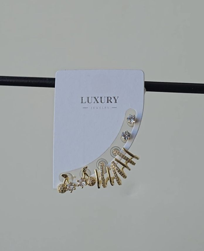 Luxury 6 Lı Kiraz Taşlı Küpe