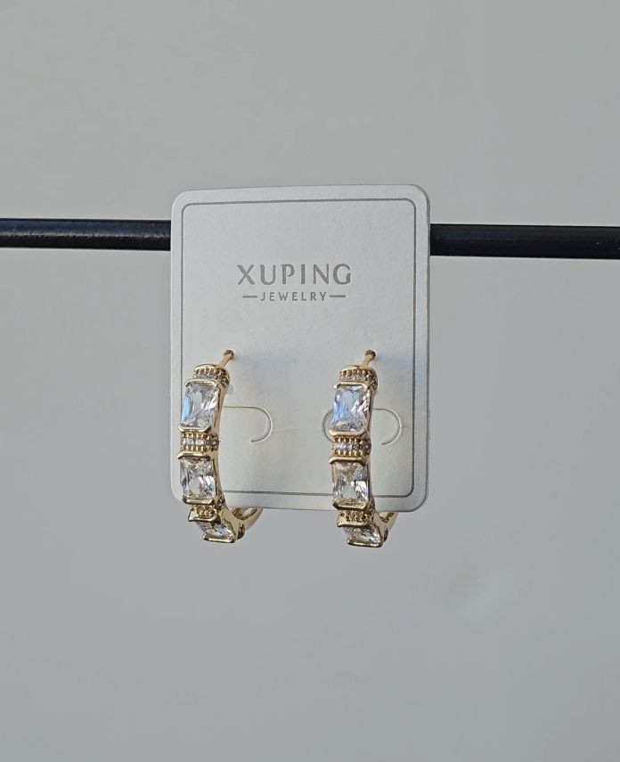 Xuping Halka Taşlı Gold Küpe