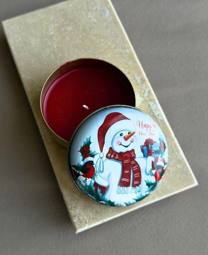 Aksesuar Yuvarlak Yılbaşı Çap 8Cm Kokulu Mum