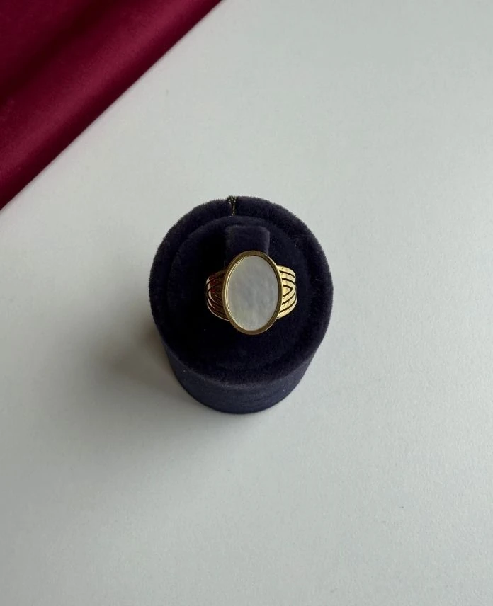 Çelik Numaralı Elips Sedef Yüzük