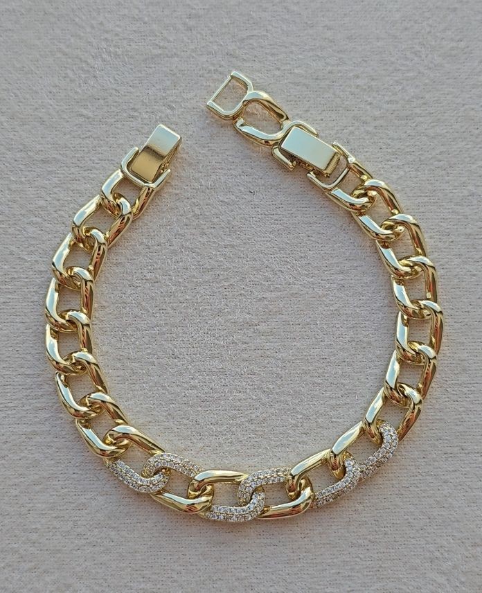 Xuping Zincir Taşlı Gold Bileklik