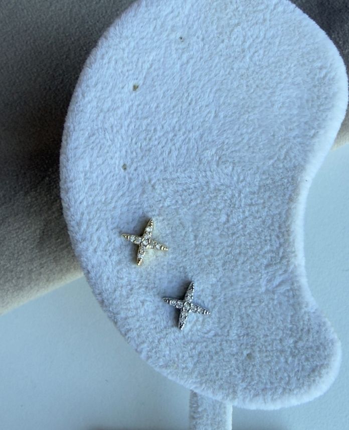 Çelik Yıldız Taşlı (Arkası Düz) Piercing