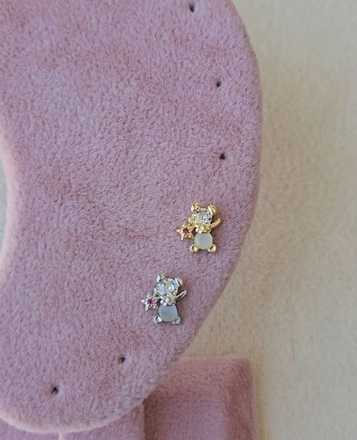 Çelik Ayıcık Taşlı (Arkası Düz) Piercing