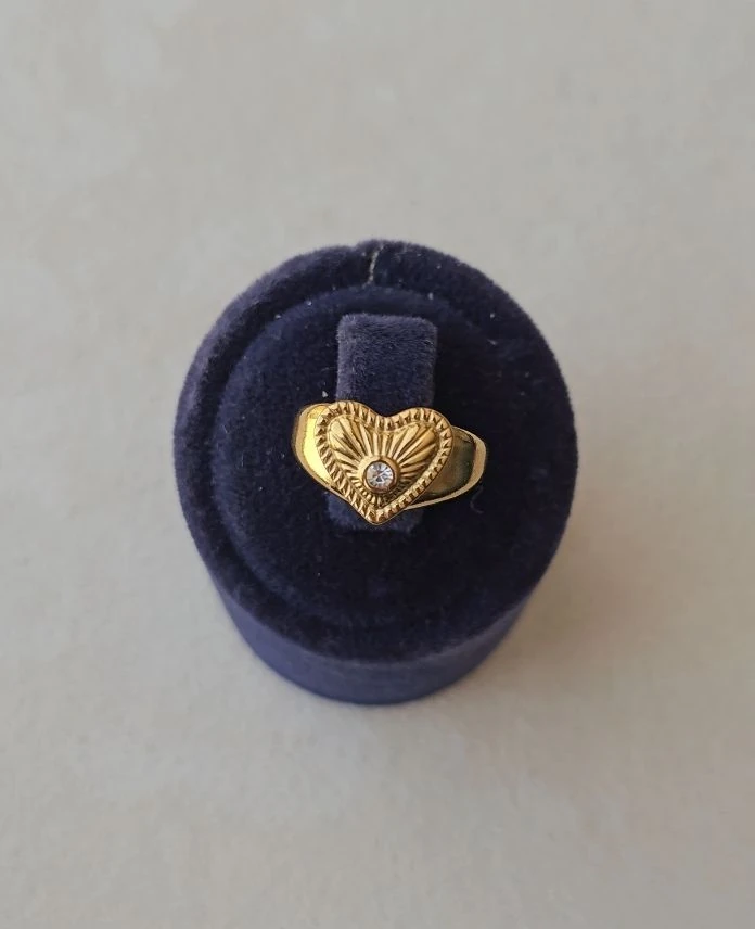 (12 Lİ PAKET İNDİRİMLİ) Çelik Ayarlamalı Kalp Taşlı Yüzük