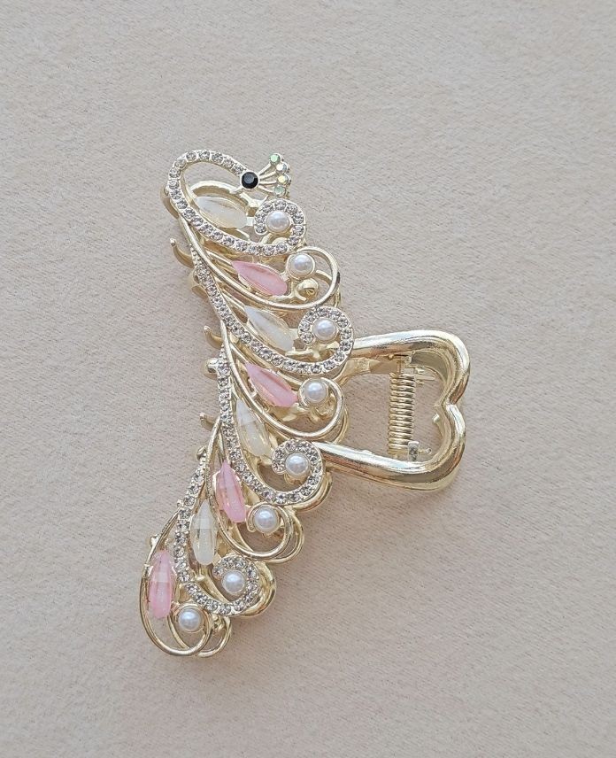 Aksesuar Lüks Kuğu Pembe Taşlı Metal Toka