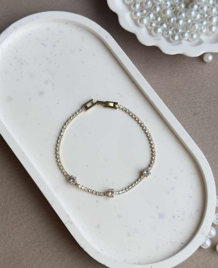 Çelik Suyolu Yuvarlak Taşlı Bileklik