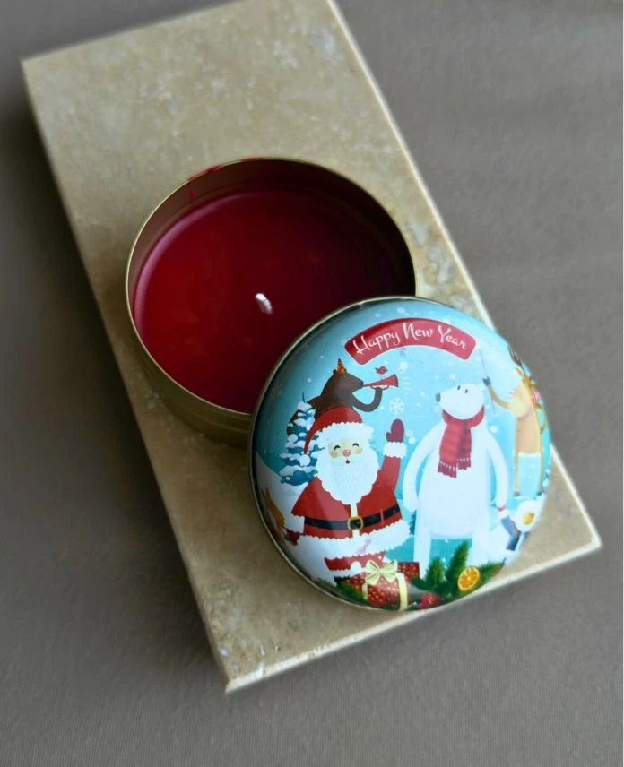 Aksesuar Yuvarlak Yılbaşı Çap 8Cm Kokulu Mum