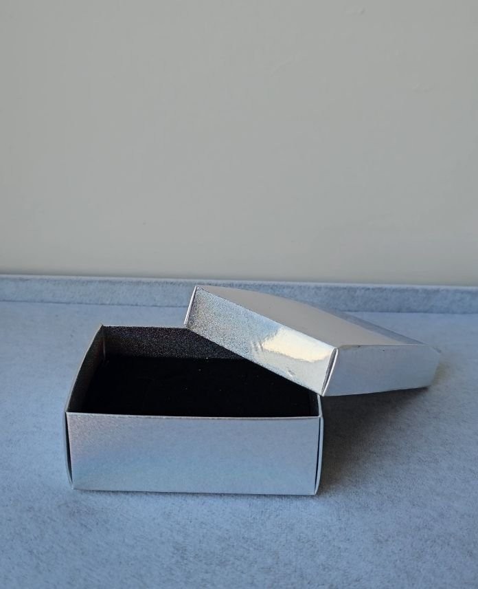 Aksesuar 3X6X8Cm Süngerli Parlak Gri Kutu