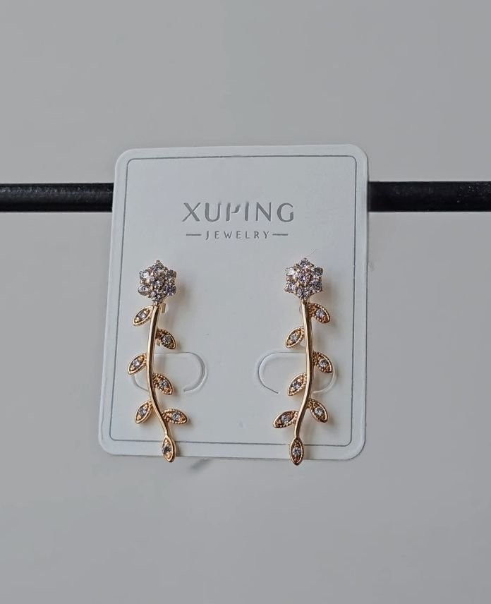 Xuping Çiçek Taşlı Rose Küpe