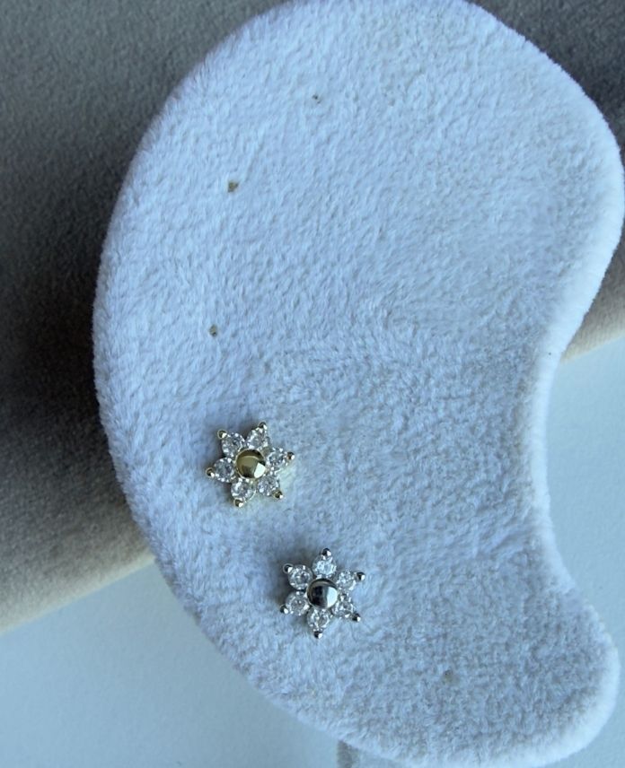 Çelik Yıldız Taşlı (Arkası Düz) Piercing