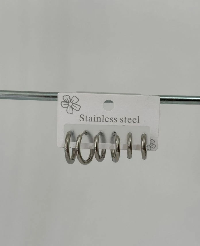 (12 Lİ PAKET İNDİRİMLİ) Çelik 6 Lı İnce Halka Küpe