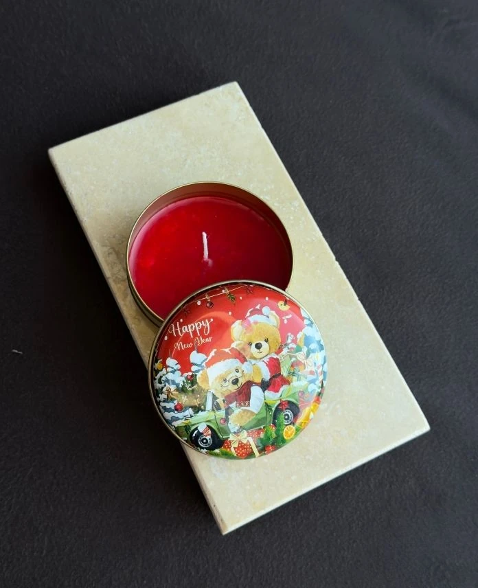 Aksesuar Yuvarlak Yılbaşı Çap 8Cm Kokulu Mum