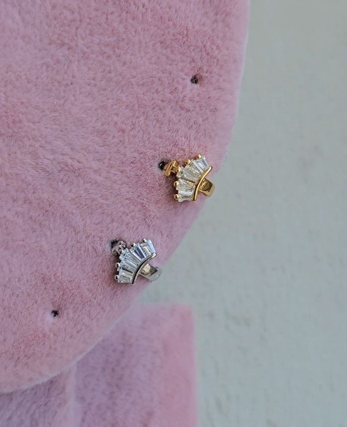 Pirinç Helix Baget Taşlı Piercing